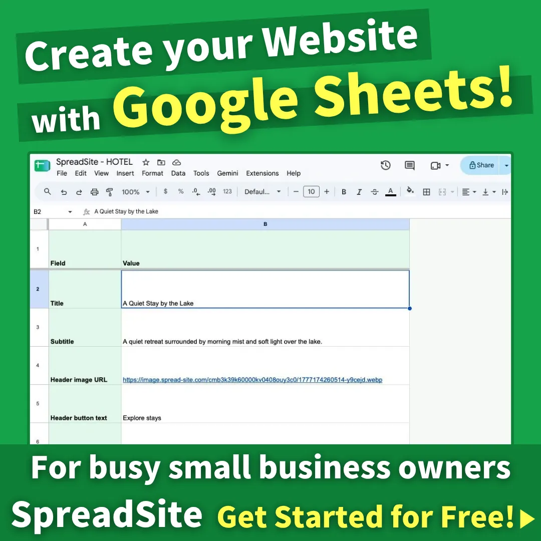 Build a website with Google Sheets using SpreadSite